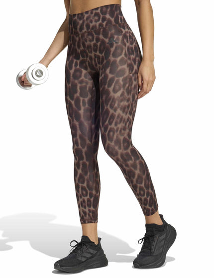 adidas Optime Essentials Workout Leopard 7/8 Leggings - Earth Strata/Blackimages1- The Sports Edit