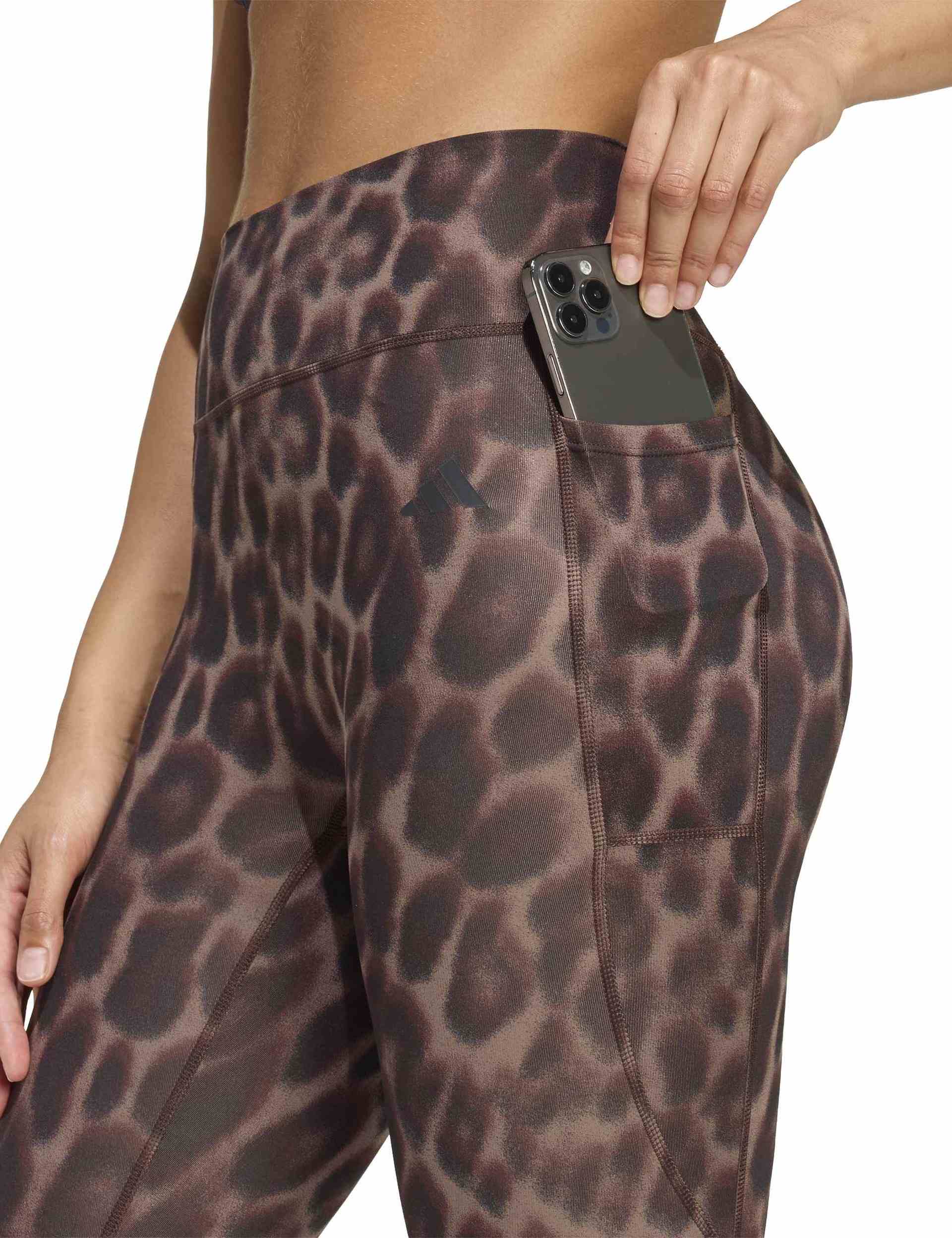 adidas | Optime Essentials Leopard 7/8 Legging Earth | The Sports Edit