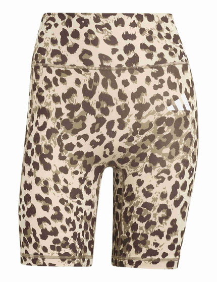adidas Optime Essentials Workout Leopard Short Leggings - Crystal Linen/Khaki Six/Dark Brownimages6- The Sports Edit
