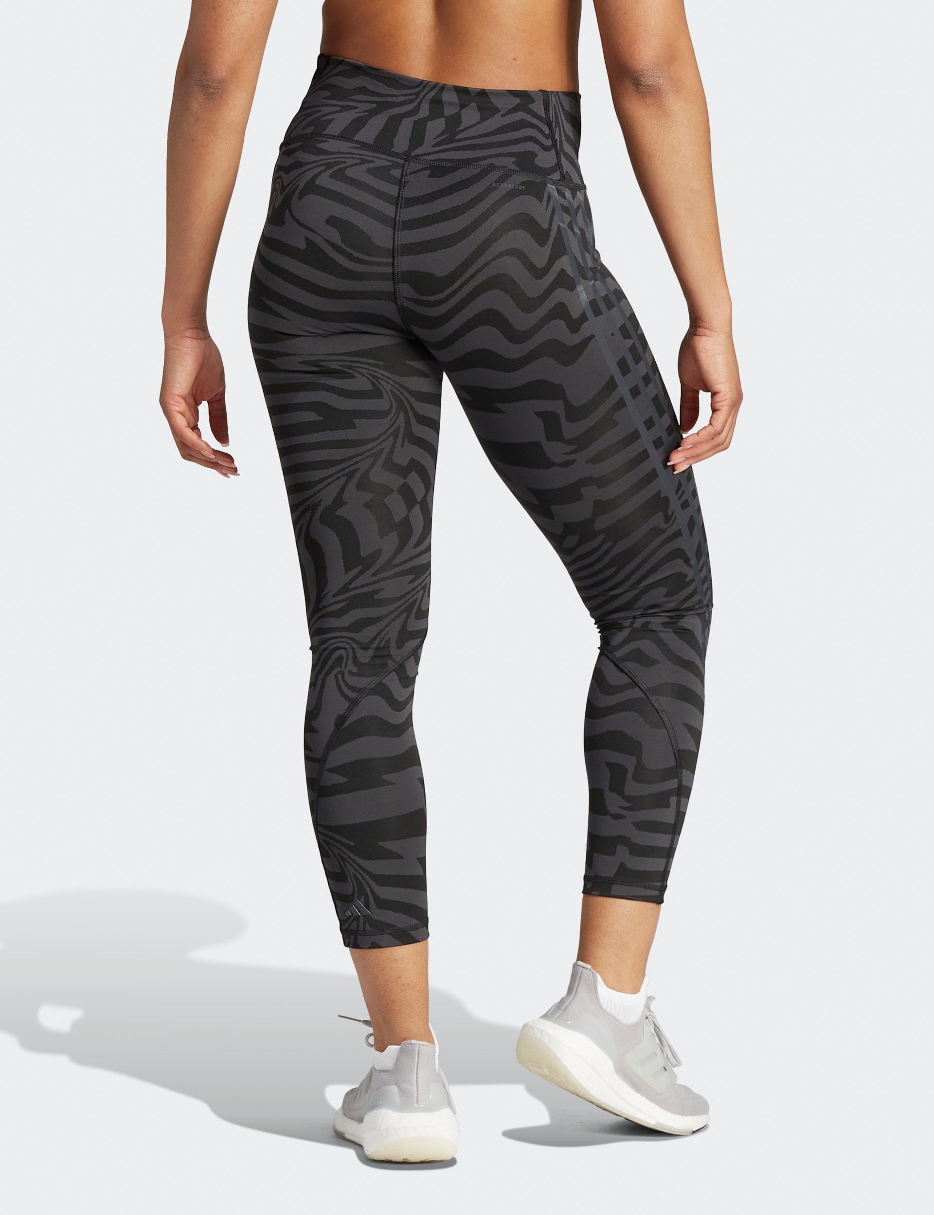 adidas Women's Optime Training Icons 3-Stripes 7/8 Tights, Black/Black,  XX-Large