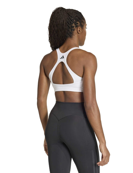 adidas Optime Workout 3-Stripes Medium Support Bra - White/Blackimages2- The Sports Edit