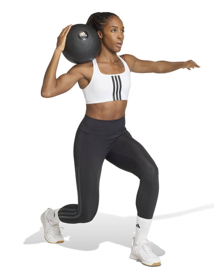 adidas Optime Workout 3-Stripes Medium Support Bra - White/Blackimages5- The Sports Edit