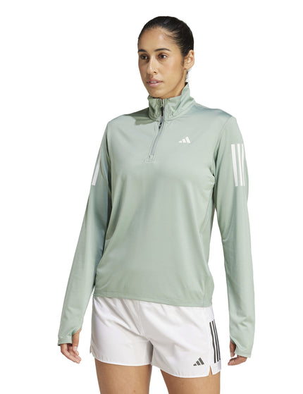 adidas Own the Run Half-Zip Jacket - Silver Greenimages1- The Sports Edit