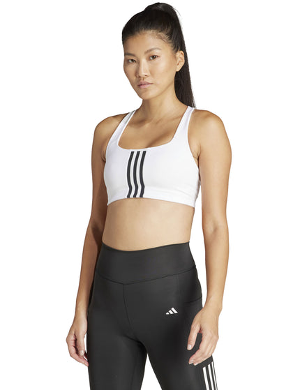 adidas Powerimpact Training Medium-Support 3-Stripes Bra - Whiteimages1- The Sports Edit