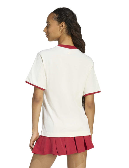 adidas Seasonal Essentials Colorpop T-Shirt with Embroidered Graphic - Off White/Active Maroonimages2- The Sports Edit