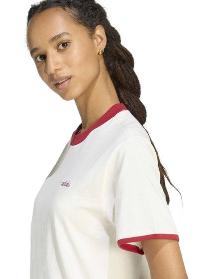adidas Seasonal Essentials Colorpop T-Shirt with Embroidered Graphic - Off White/Active Maroonimages3- The Sports Edit