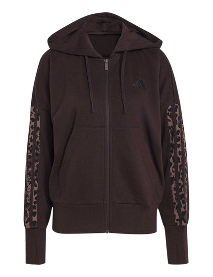 adidas Seasonal Essentials Animal Print 3-Stripes Full-Zip Hooded Track Top - Aurora Coffee/Multicolor/Preloved Brownimages6- The Sports Edit