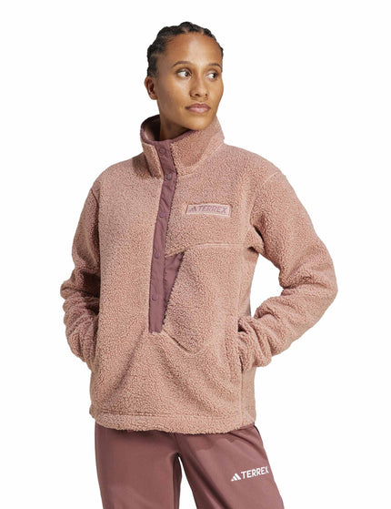 adidas Terrex Xploric High Pile Fleece Pullover Sweatshirt - Warm Clayimages1- The Sports Edit