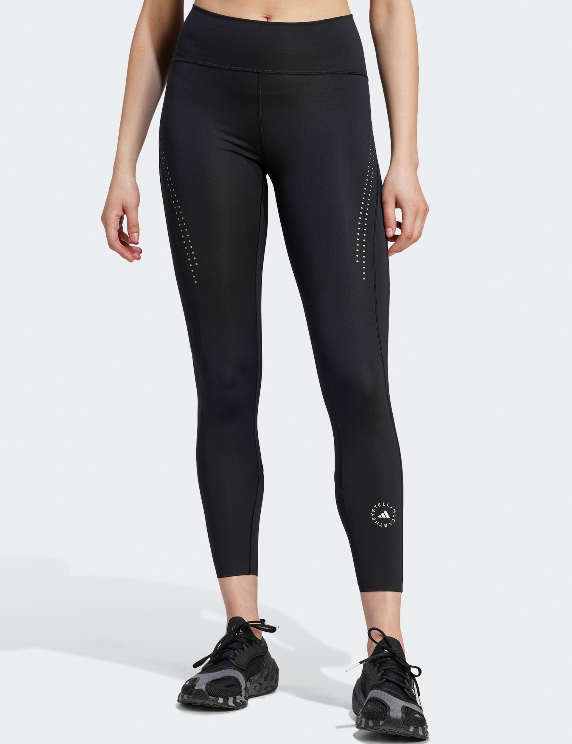Adidas Women's Leggings Uk 12 Black Polyester with Elastane