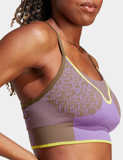adidas X Stella McCartney TrueStrength Seamless Medium-Support Yoga Sports Bra - Trace Olive/Deep Lilac/Limeimages4- The Sports Edit