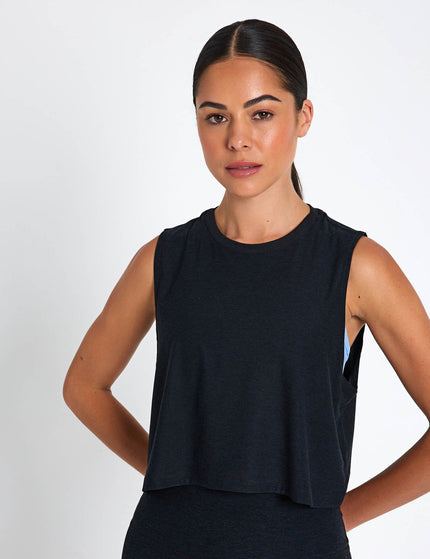 Beyond Yoga Featherweight Minimal Cropped Tank - Darkest Nightimages1- The Sports Edit