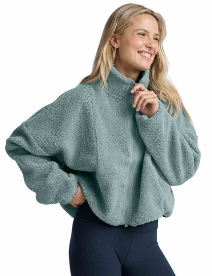 Beyond Yoga Boucle Fleece Zip Jacket - Misty Blue Heatherimages2- The Sports Edit