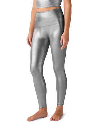 Caught In The Midi High Waisted Legging - Liquid Silver