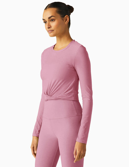 Beyond Yoga Featherweight Center Stage Cropped Long Sleeve Pullover - Pink Haze Heatherimages1- The Sports Edit