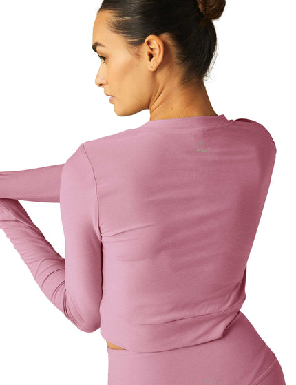 Beyond Yoga Featherweight Center Stage Cropped Long Sleeve Pullover - Pink Haze Heatherimages2- The Sports Edit