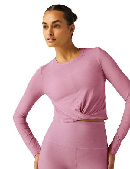 Beyond Yoga Featherweight Center Stage Cropped Long Sleeve Pullover - Pink Haze Heatherimages3- The Sports Edit