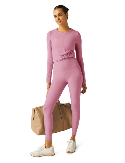 Beyond Yoga Featherweight Center Stage Cropped Long Sleeve Pullover - Pink Haze Heatherimages4- The Sports Edit