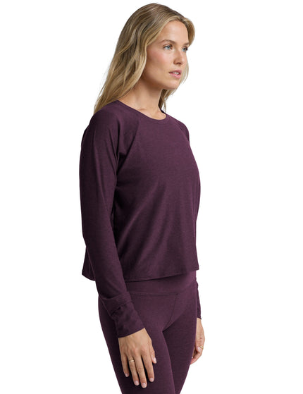 Beyond Yoga Featherweight Daydreamer Pullover - Eggplant Purple Heatherimages2- The Sports Edit