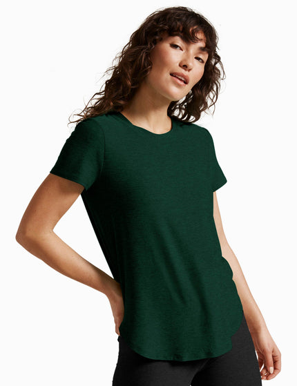 Beyond Yoga Featherweight On The Down Low Tee - Dark Spruce Green Heatherimages1- The Sports Edit