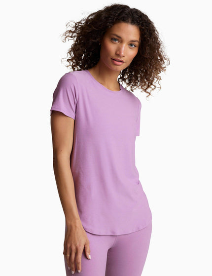 Beyond Yoga Featherweight on the Down Low Tee - Lilac Petal Heatherimages1- The Sports Edit