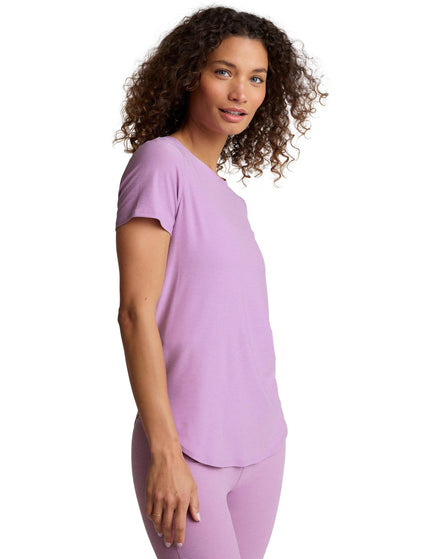 Beyond Yoga Featherweight on the Down Low Tee - Lilac Petal Heatherimages3- The Sports Edit