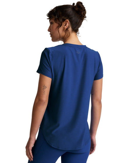 Beyond Yoga Featherweight On The Down Low Tee - Marine Blue Heatherimages3- The Sports Edit