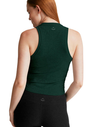 Featherweight Your Fit Shirred Tank - Dark Spruce Green Heather