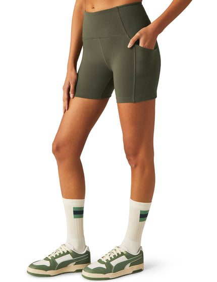 Beyond Yoga POWERBEYOND Strive Pocket Biker Short - Modern Oliveimages2- The Sports Edit