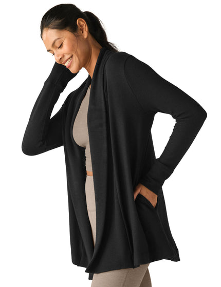 Beyond Yoga Relax Rib Cardigan - Blackimages2- The Sports Edit