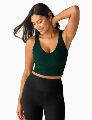 Spacedye Good Day Cropped Tank - Dark Spruce Green Heather