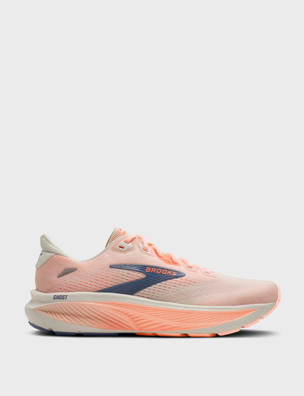 Brooks Ghost 18 - Star White/Cyber Peach/Greyimages1- The Sports Edit