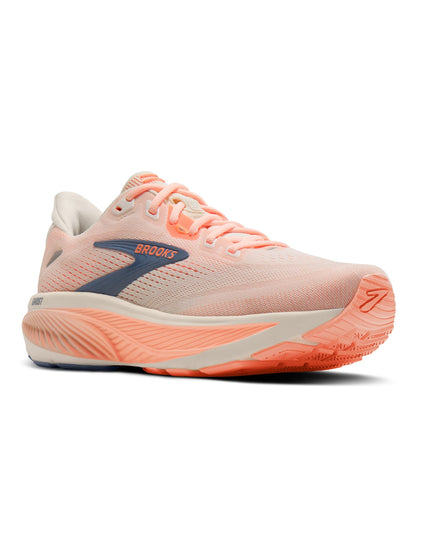 Brooks Ghost 18 - Star White/Cyber Peach/Greyimages2- The Sports Edit