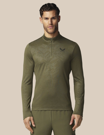 Castore Adapt All-Over Print Quarter Zip Long Sleeve Top - Ivy Greenimages1- The Sports Edit