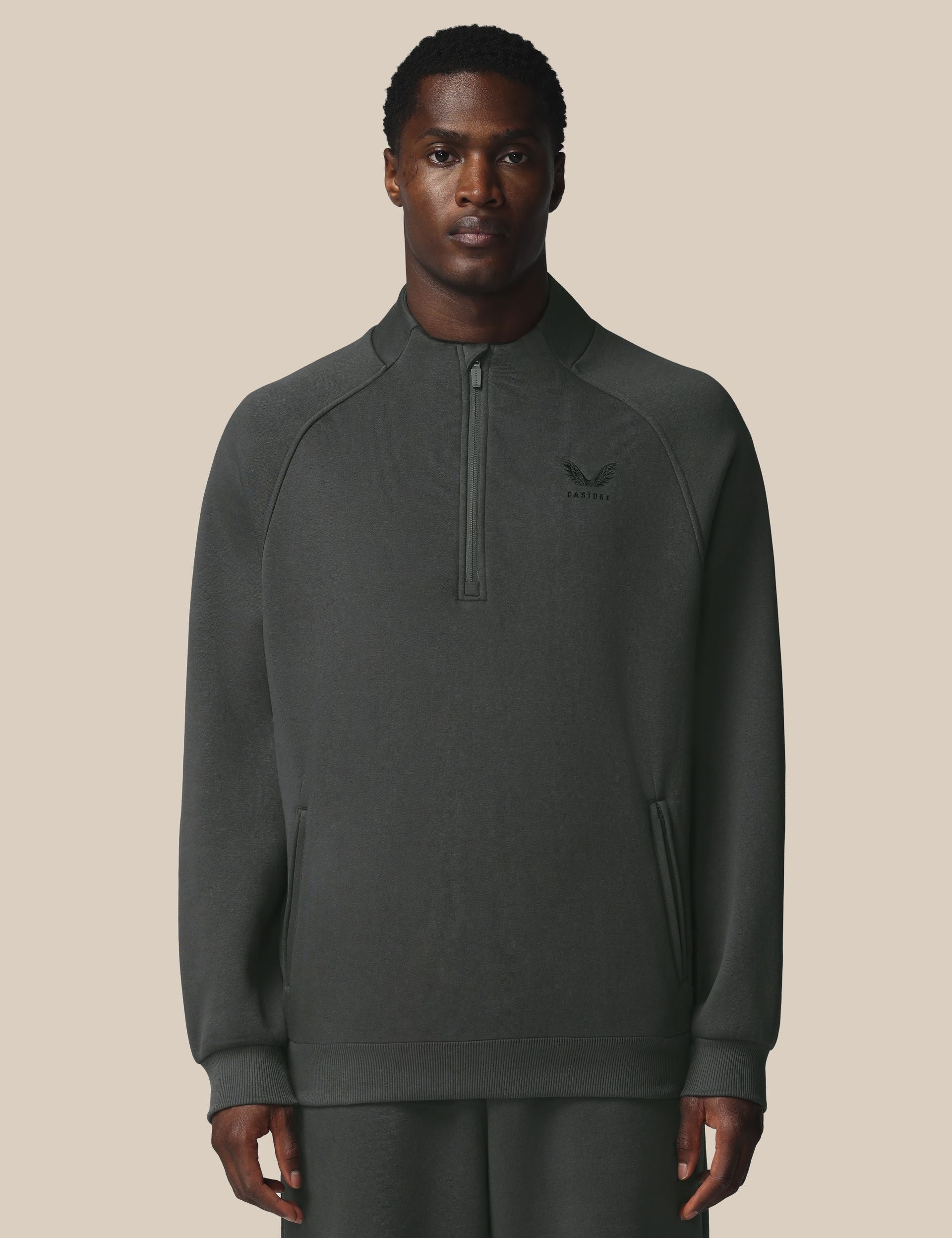 Adapt Cotton Fleece Quarter Zip Sweatshirt Gunmetal