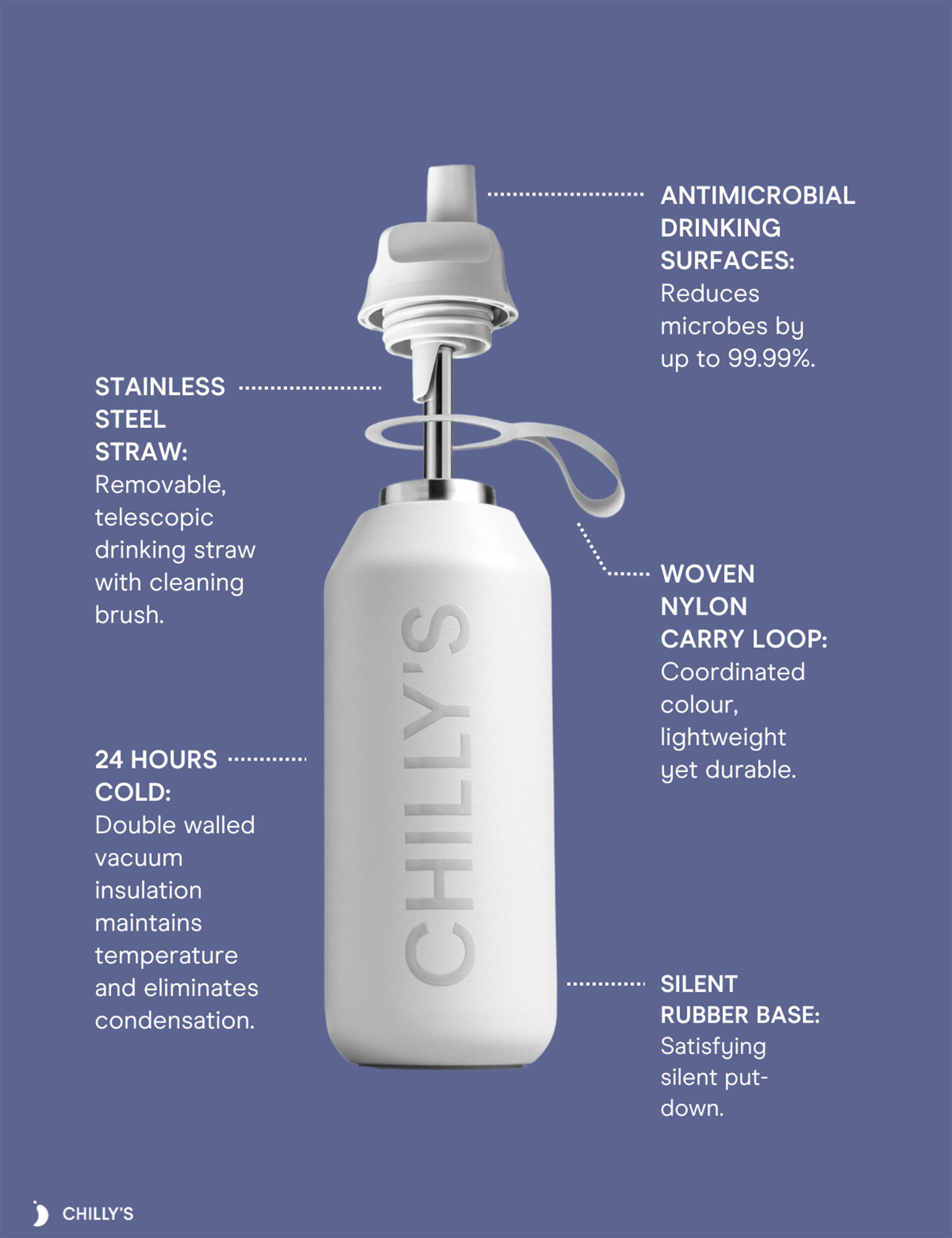 Chilly's, Series 2 Flip Water Bottle 500ml - Lichen