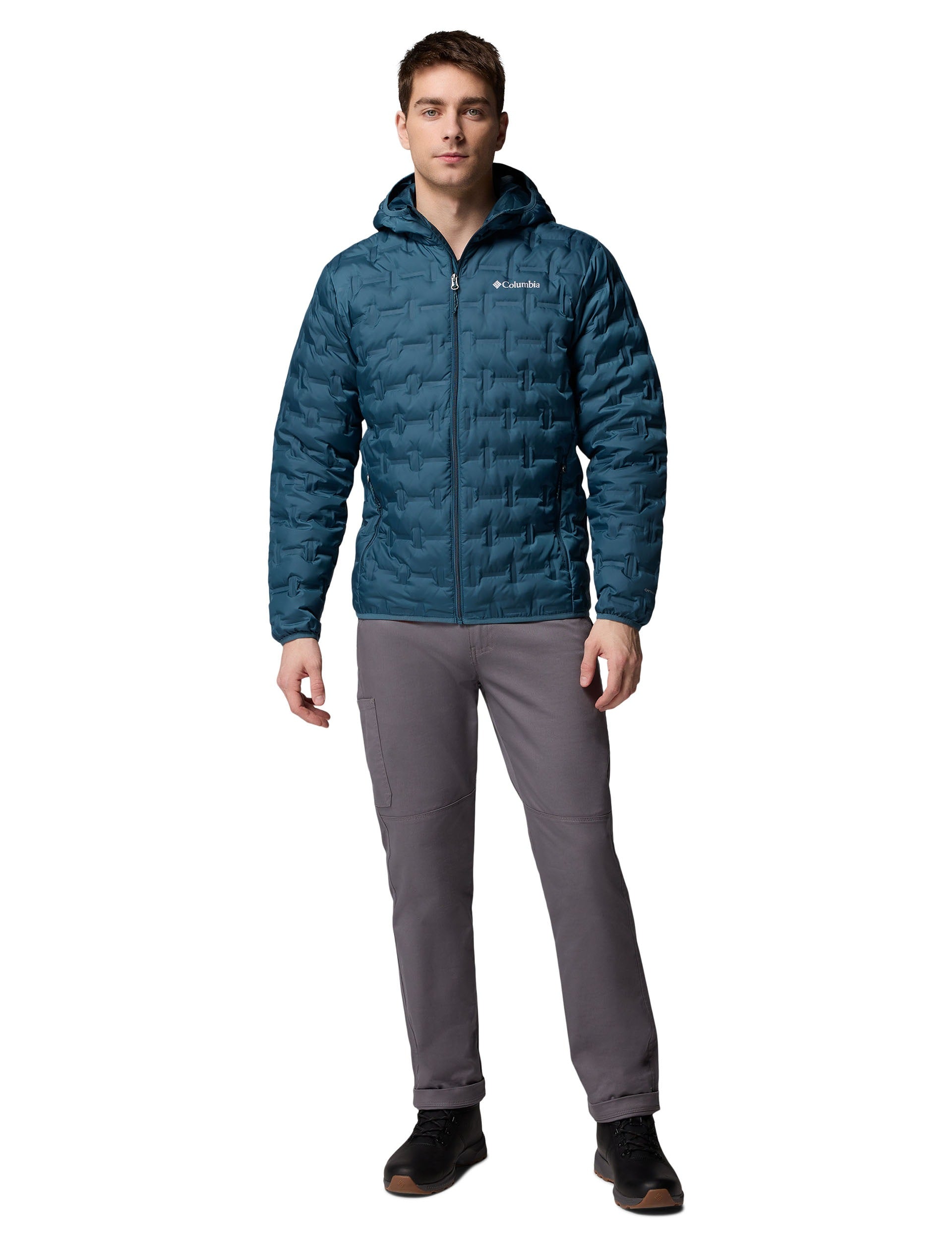 Columbia Delta Ridge Down Hooded Jacket Donsjack met capuchon heren, Steengroen, XXL Columbia Delta Ridge Down Hooded Jacket Donsjack met capuchon heren, Steengroen, XXL