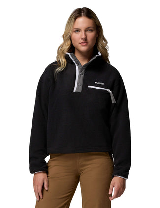 Helvetia II Cropped Sherpa Half Snap Fleece - Black