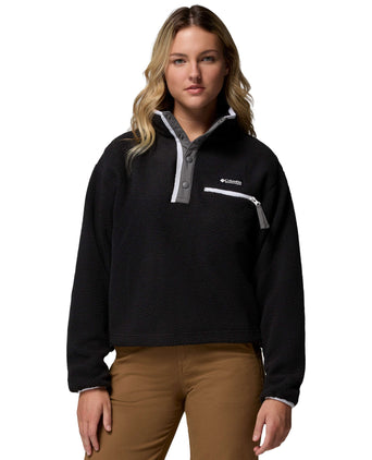 Helvetia II Cropped Sherpa Half Snap Fleece - Black