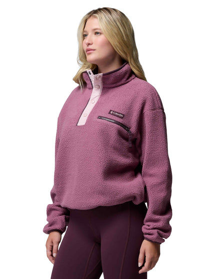 Columbia Helvetia II Cropped Sherpa Half Snap Fleece - Anitque Mauve/Mineral Pinkimages5- The Sports Edit