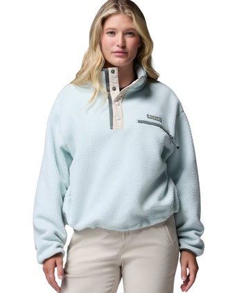 Helvetia II Cropped Sherpa Half Snap Fleece - Tea Light/Dark Stone