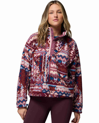 Helvetia II Cropped Sherpa Half Snap Printed Fleece - Antique Mauve/Geomix