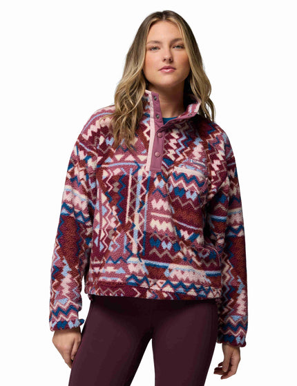 Columbia Helvetia II Cropped Sherpa Half Snap Printed Fleece - Antique Mauve/Geomiximages1- The Sports Edit
