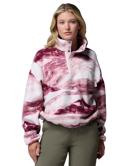 Helvetia II Cropped Sherpa Half Snap Printed Fleece - Antique Mauve/Summits
