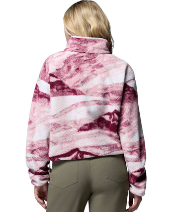Helvetia II Cropped Sherpa Half Snap Printed Fleece - Antique Mauve/Summits