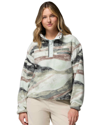 Helvetia II Cropped Sherpa Half Snap Printed Fleece - Sedona Sage/Summits