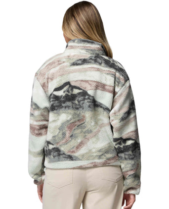 Helvetia II Cropped Sherpa Half Snap Printed Fleece - Sedona Sage/Summits