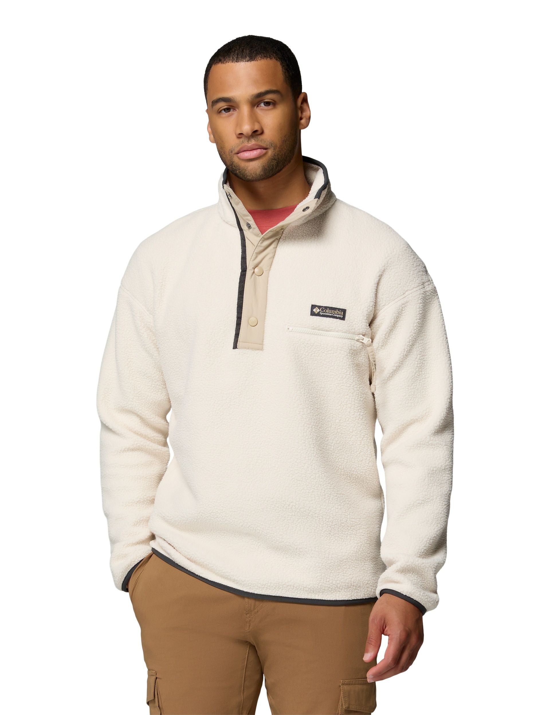 Helvetia II Half Snap Fleece Chalk Ancient Fossil Shark