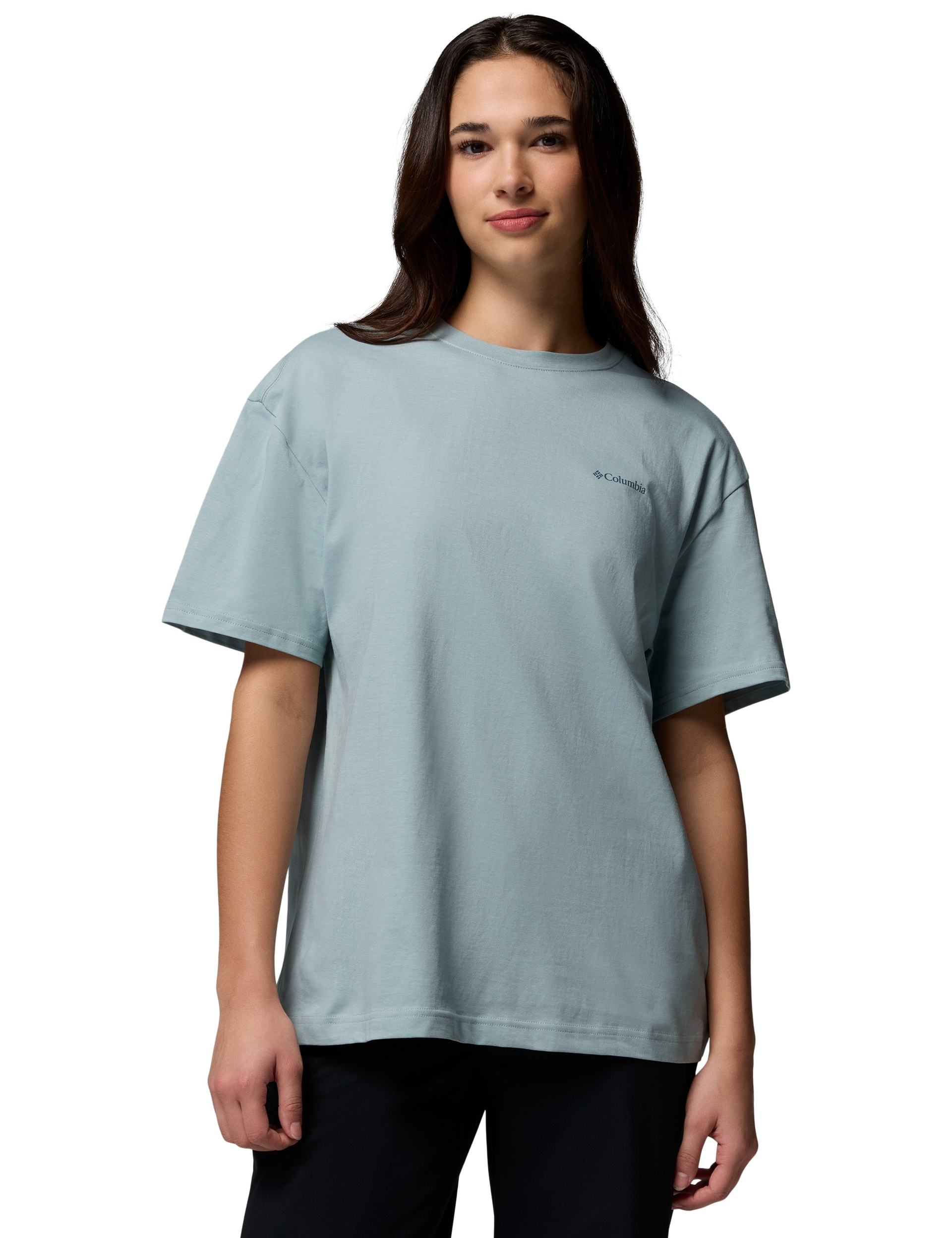 Rolling Bend Graphic Oversized T Shirt Crushed Blue Floral Groove
