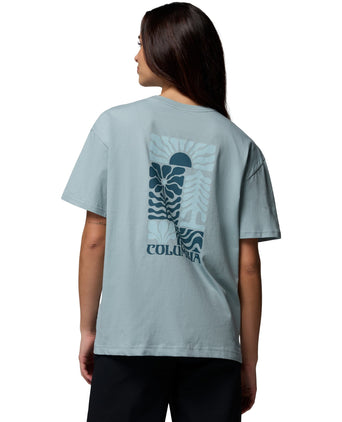 Rolling Bend Graphic Oversized T-Shirt - Crushed Blue/Floral Groove