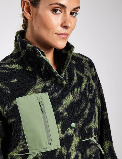 Goodmove Borg Zip-Up Fleece Cropped Jacket